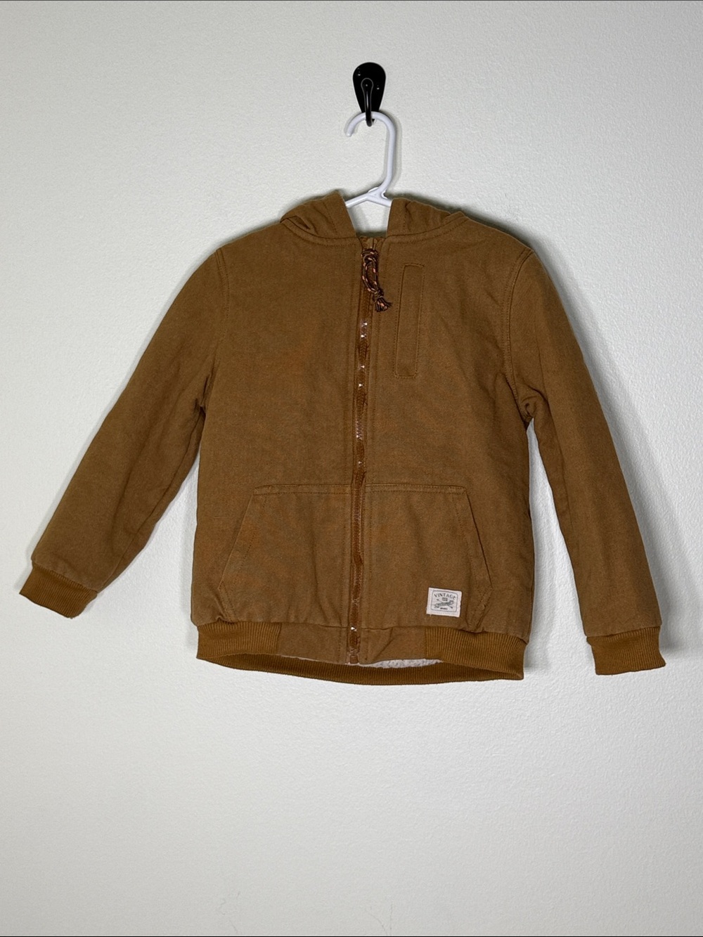 Vintage Kids Hooded Zip Sweatshirt - Brown